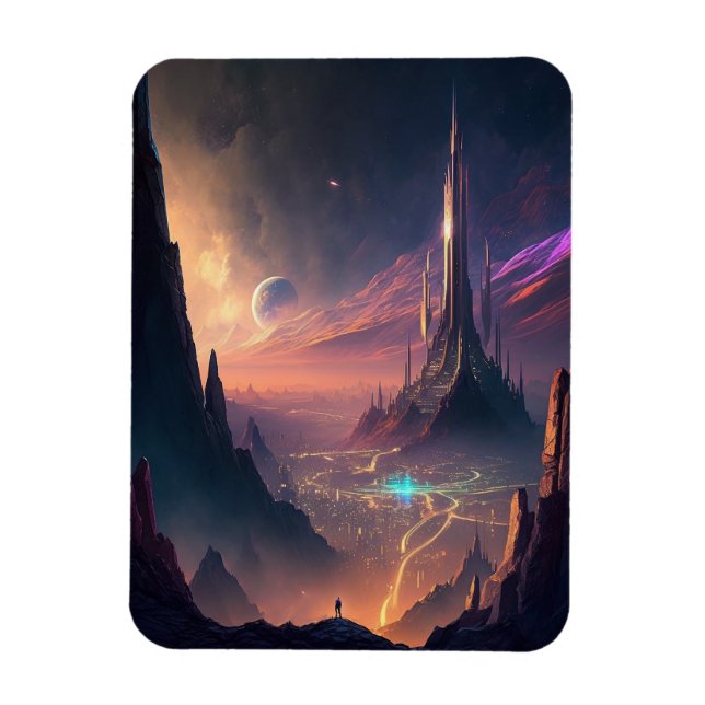 Science Fiction Futuristic City Magnet (Vertical)