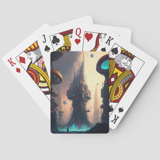 Science Fiction Futuristic City Playing Cards (Back)