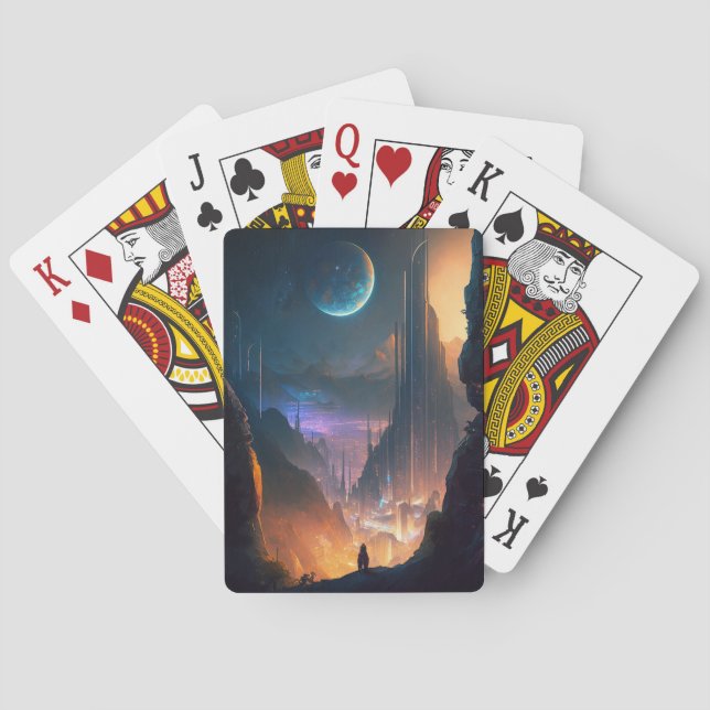 Science Fiction Futuristic City Playing Cards (Back)