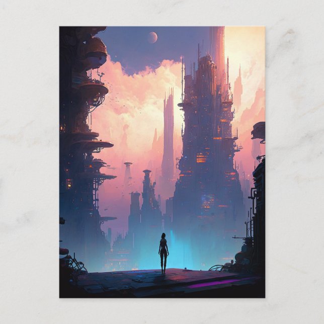 Science Fiction Futuristic City Postcard (Front)