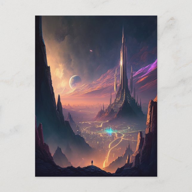 Science Fiction Futuristic City Postcard (Front)