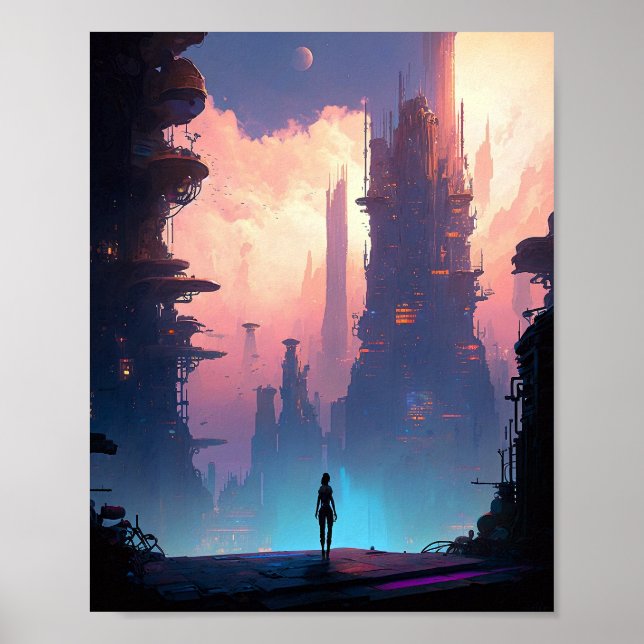 Science Fiction Futuristic City Poster (Front)