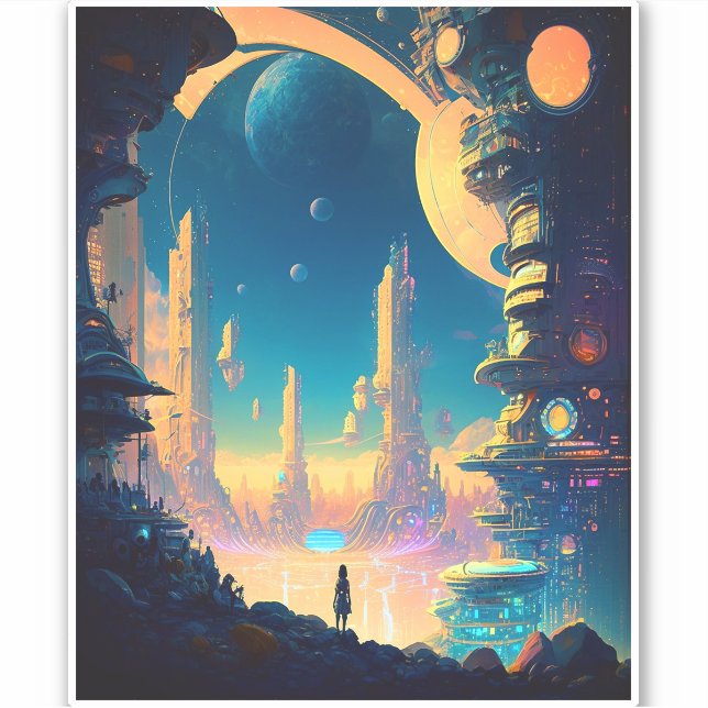 Science Fiction Futuristic City Sticker (Front)