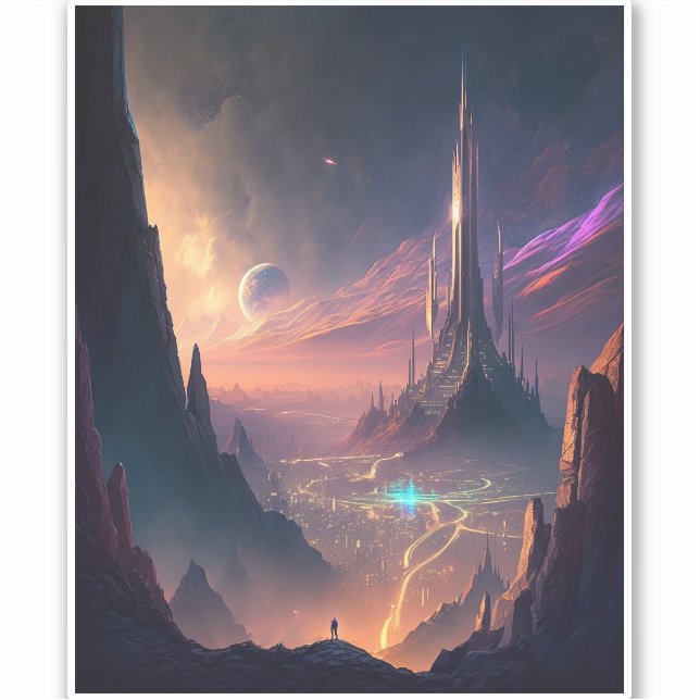 Science Fiction Futuristic City Sticker (Front)