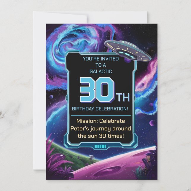 science fiction party Sci Fi Galactic 30th Invitation (Front)