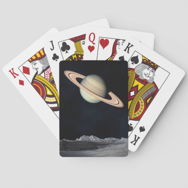 Science Fiction Space Saturn Planet Playing Cards (Back)