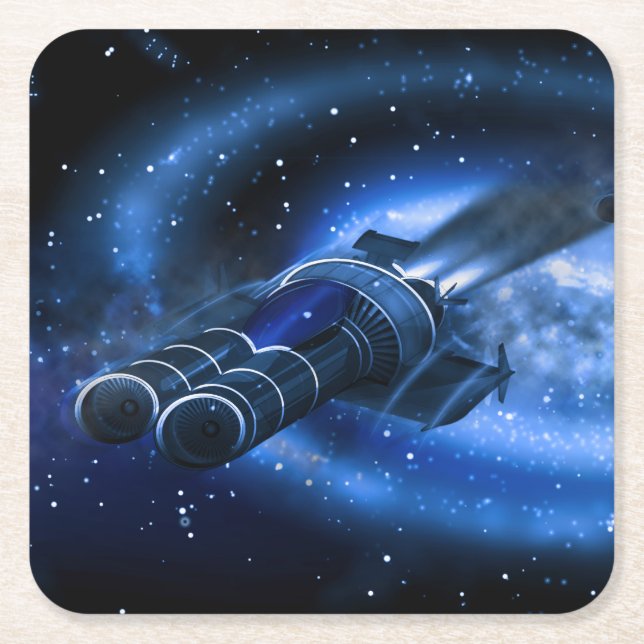 Science Fiction Spaceships Square Paper Coaster (Front)