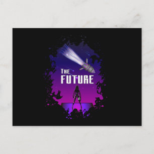Science Fiction Ufo Space Alien Rocket Funny Gift Postcard