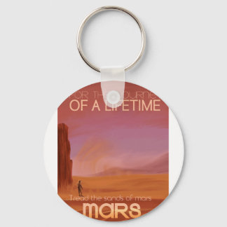 Science Fiction Vintage Mars Vacation Illustration Key Ring