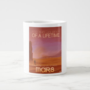 Science Fiction Vintage Mars Vacation Illustration Large Coffee Mug