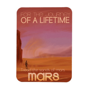 Science Fiction Vintage Mars Vacation Illustration Magnet