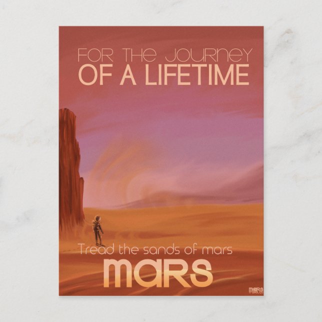 Science Fiction Vintage Mars Vacation Illustration Postcard (Front)