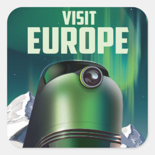 Science fiction Visit Europe travel poster Square Sticker