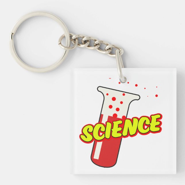 Science Flask Cartoon Key Ring (Front)
