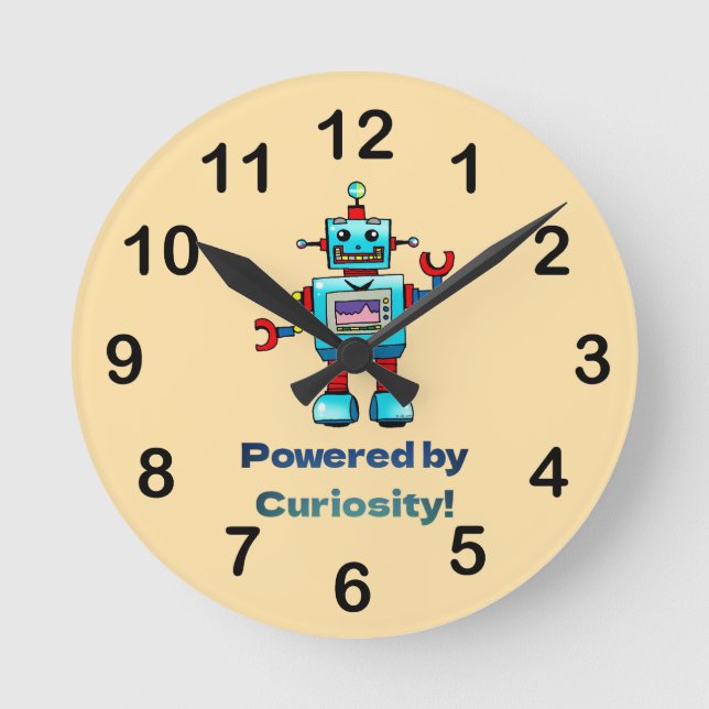 science for kids - robot round clock (Front)