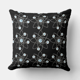 Science Geek Atom Symbol Black Throw Pillow