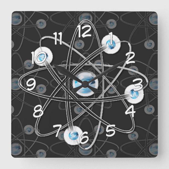 Science Geek Atom Symbol Wall Clock (Front)