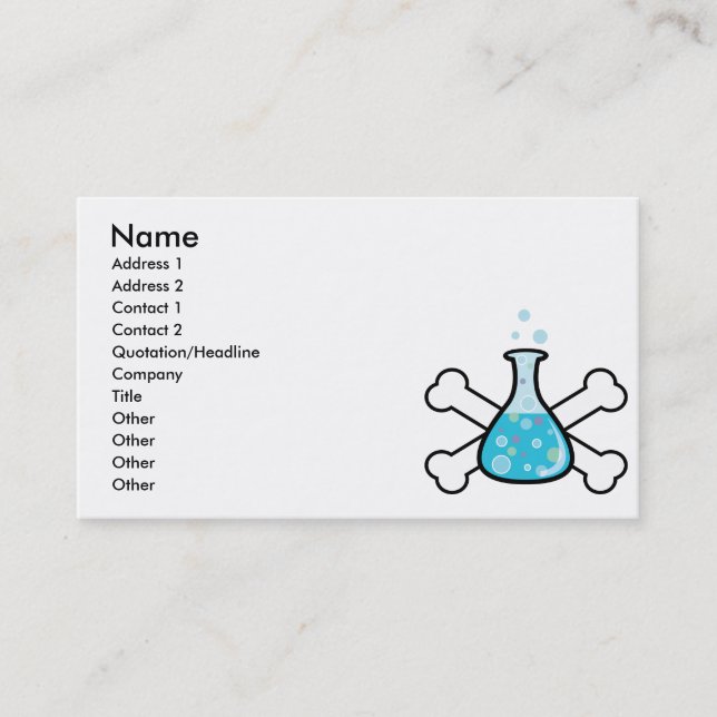 science geek beaker and crossbones design business card (Front)