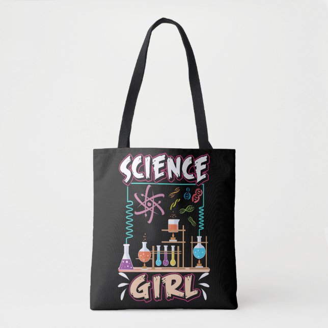 Science Girl Chemistry Laboratory Scientist Tote Bag (Front)