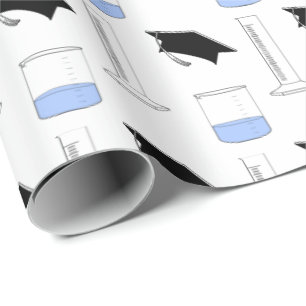 Science Graduation Beaker Cap Graduated Cylinder Wrapping Paper