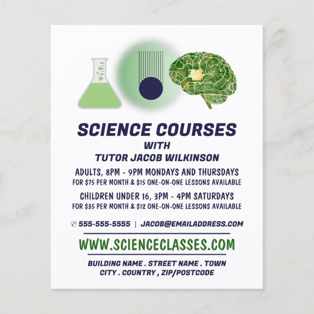 Science Icons, Science Course Advertising Flyer (Front)
