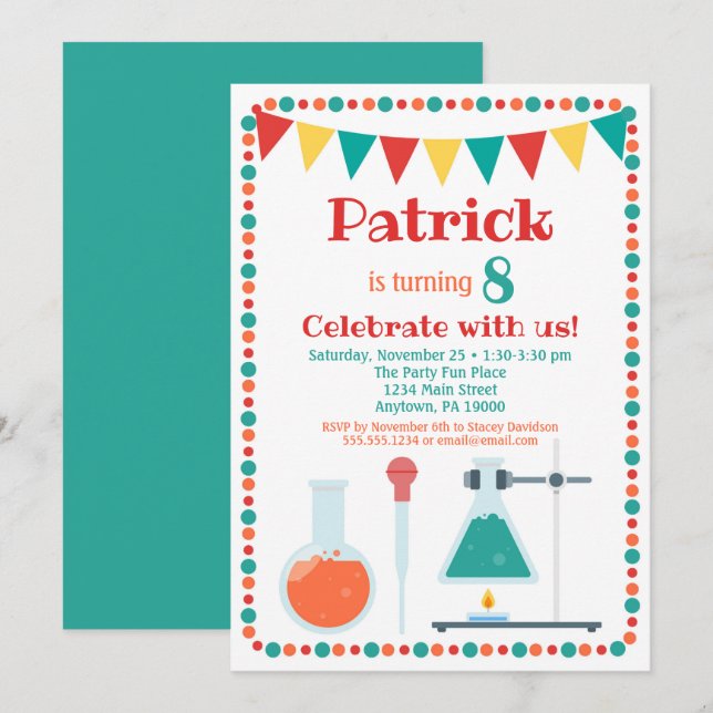 Science Invitation Chemistry Birthday Party (Front/Back)