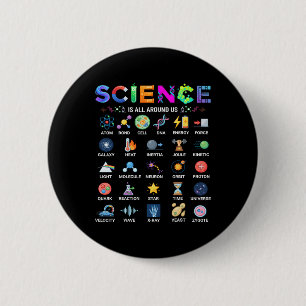 Science Is All Around Us Alphabet A-z Stem Teacher 6 Cm Round Badge