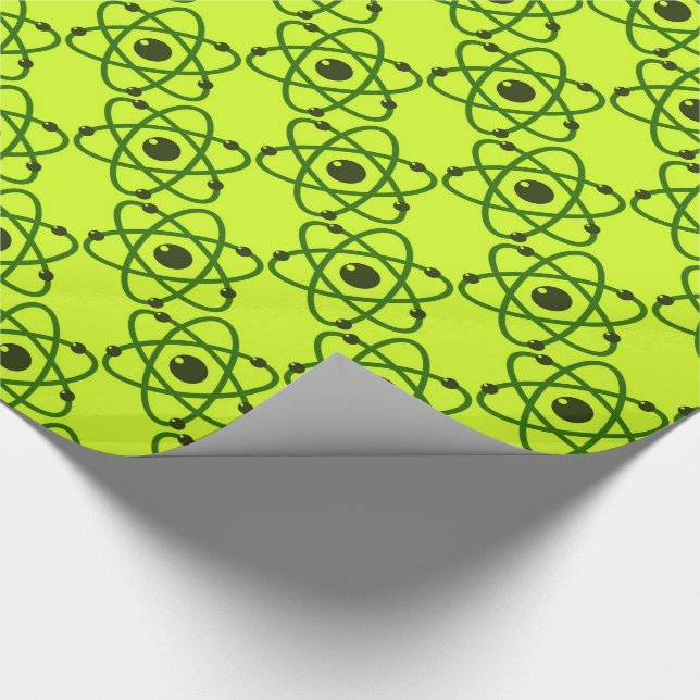 Science is Cool Neon Green Chemistry Atoms Design Wrapping Paper (Corner)