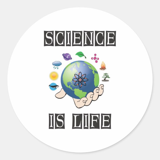 Science is life classic round sticker (Front)