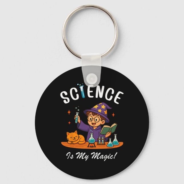 Science Is My Magic Back To School Stem Wizard Tea Key Ring (Front)