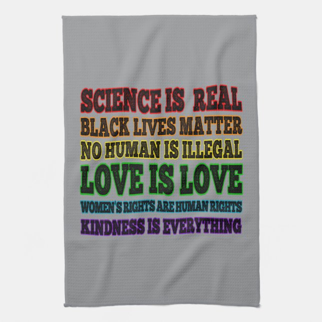 Science is Real Black Lives Matter Tea Towel (Vertical)