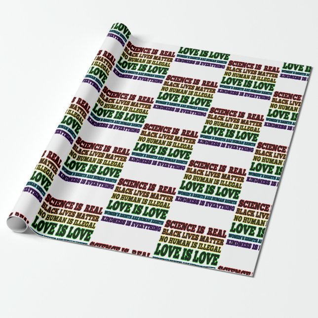 Science is Real Black Lives Matter Wrapping Paper (Unrolled)