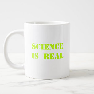 "science is real" light green neon - large coffee mug