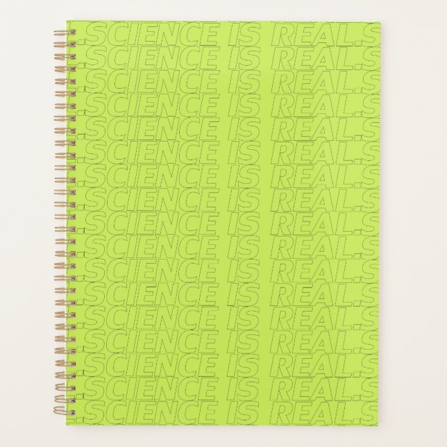 Science is real modern typography neon green planner (Front)