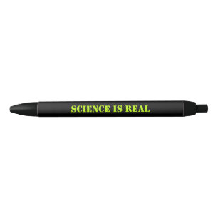 "science is real" neon, light green, black - ink pen