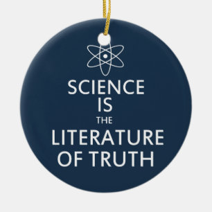 Science is the Literature of Truth in Blue Ceramic Tree Decoration