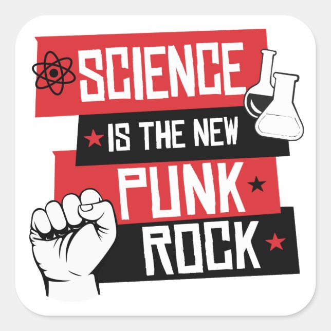 SCIENCE IS THE NEW PUNK ROCK SQUARE STICKER (Front)