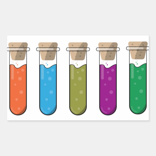 Science Lab Colourful Liquid Potion Test Tubes Rectangular Sticker (Front)