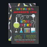 Science Lab Experiment Birthday Party Invitation<br><div class="desc">Super cute and cool,  Science Lab Experiment Birthday Party Invitations beakers,  test tube,  bunsen burner on a dark chalkboard background.
Great for the mad Scientist in your family or the science nerd. Great for a boy or girl.</div>