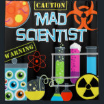 Science Lab Mad Scientist Kids Shower Curtain<br><div class="desc">Colourful Mad Scientist shower curtain for boys or girls who love science and doing experiments in the science laboratory! Features test tubes,  beakers,  jars of eyes,  and blue text that reads Mad Scientist!</div>