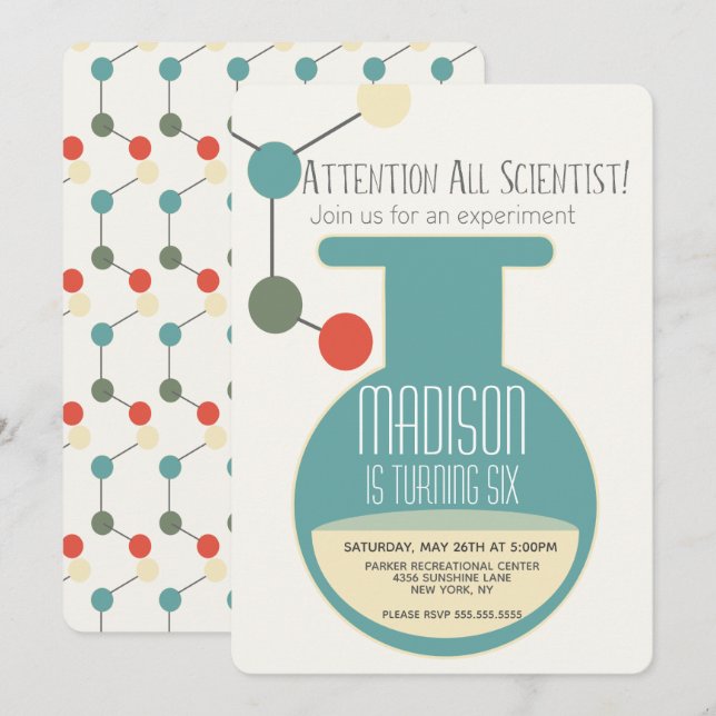 Science Laboratory Chemistry Birthday Party Invitation (Front/Back)