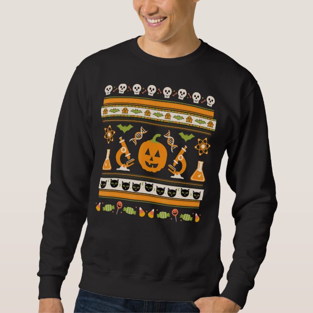 Science Laboratory Halloween Ugly Sweater Geek Ner (Front)