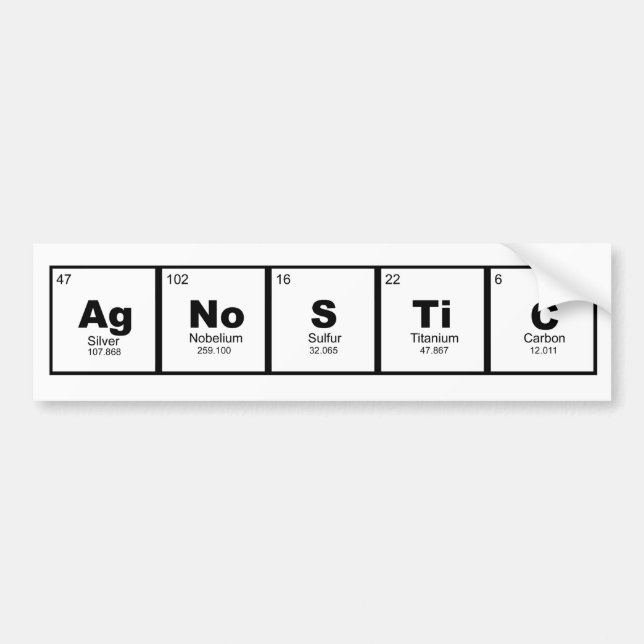 Science lovers agnostic perodic table of elements bumper sticker (Front)