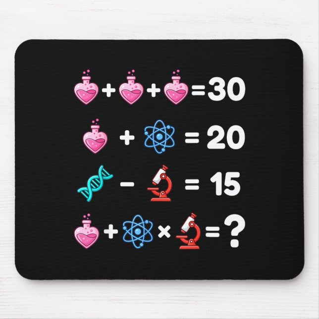Science Math Riddle Valentine Chemistry Biology Lo Mouse Mat (Front)