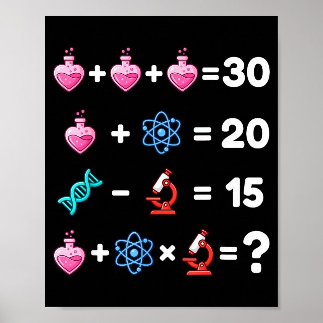 Science Math Riddle Valentine Chemistry Biology Lo Poster (Front)