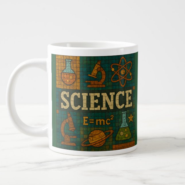 science mosaic style, great for a teacher gift large coffee mug (Left)