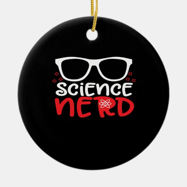 science nerd ceramic tree decoration (Front)