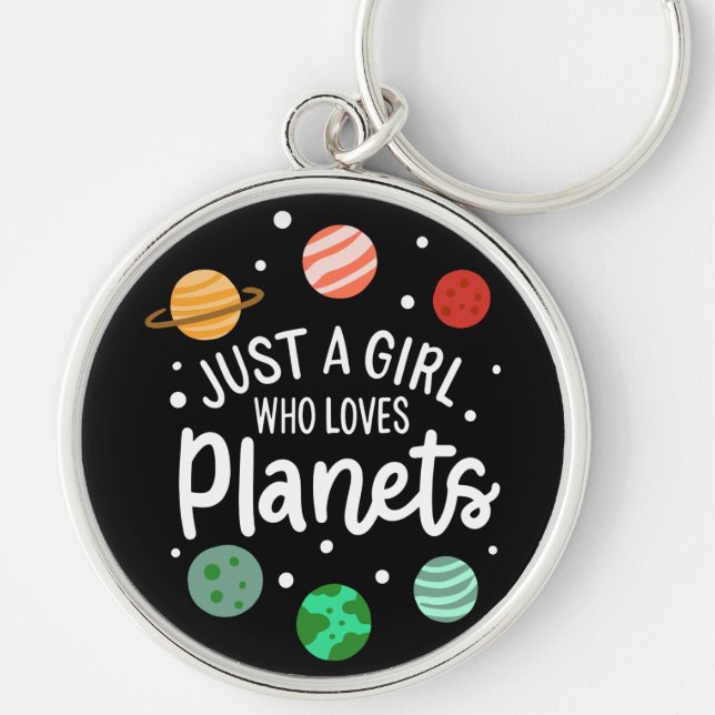 Science Nerd Outer Space Girl Who Loves Planets Key Ring (Front)