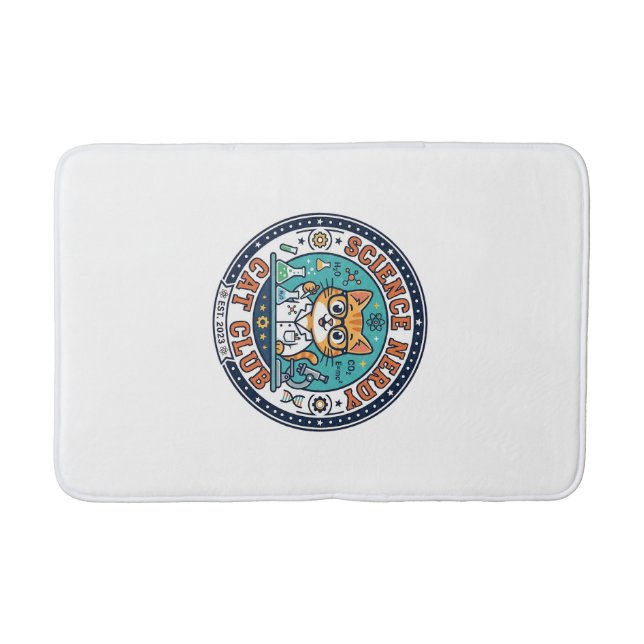 Science Nerdy Cat Cat Mum Gift Idea - Science Nerd Bath Mat (Front)