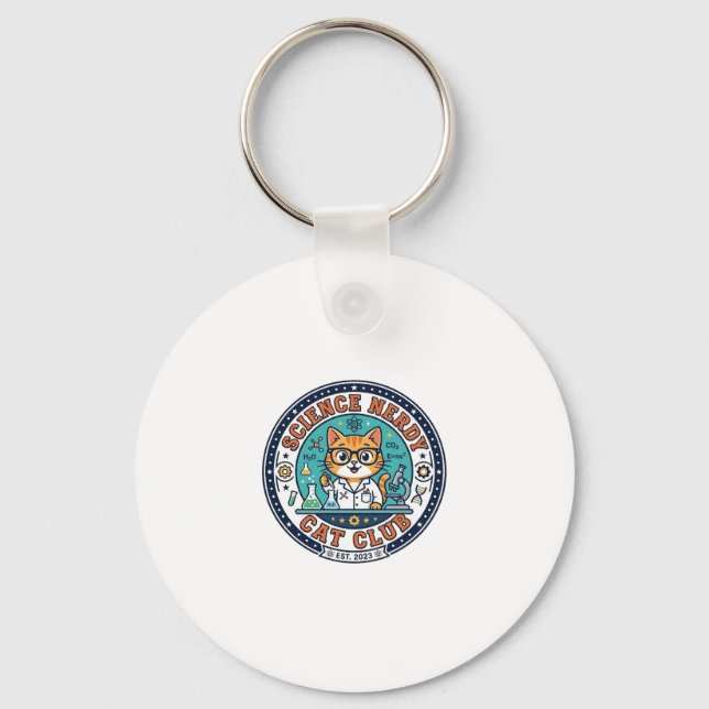 Science Nerdy Cat Cat Mum Gift Idea - Science Nerd Key Ring (Front)